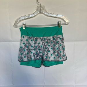 Teal patterned athletic shorts